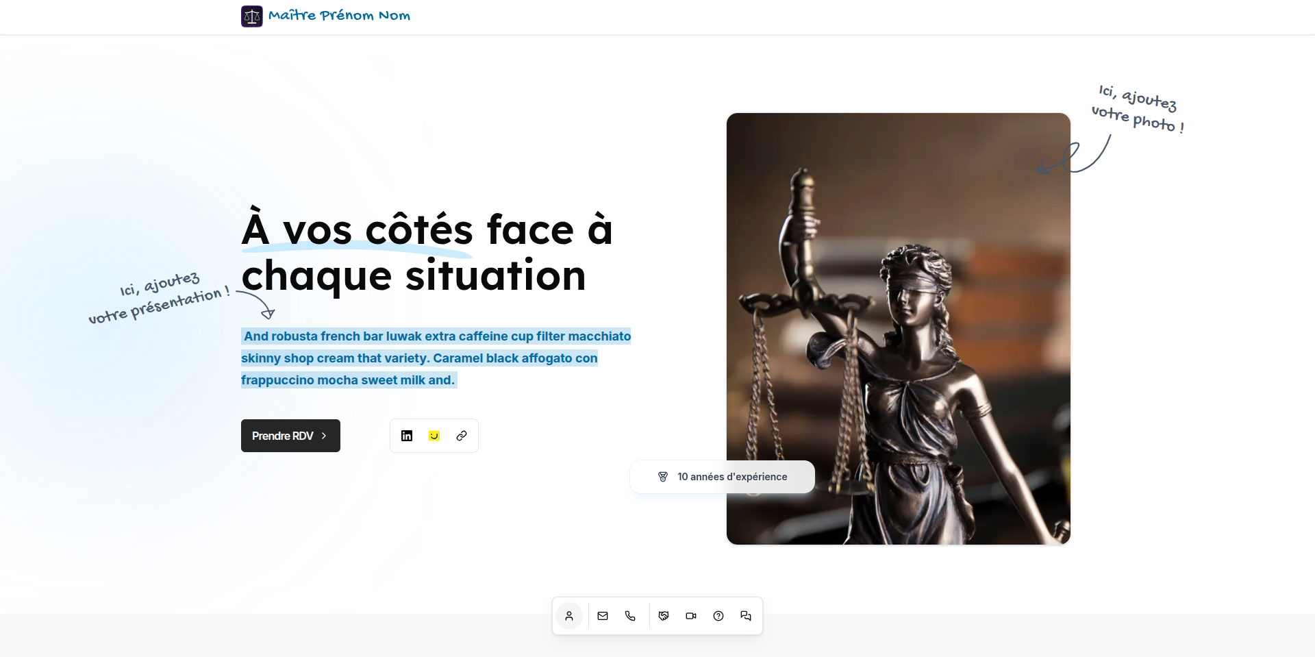 Page web responsive pour avocat